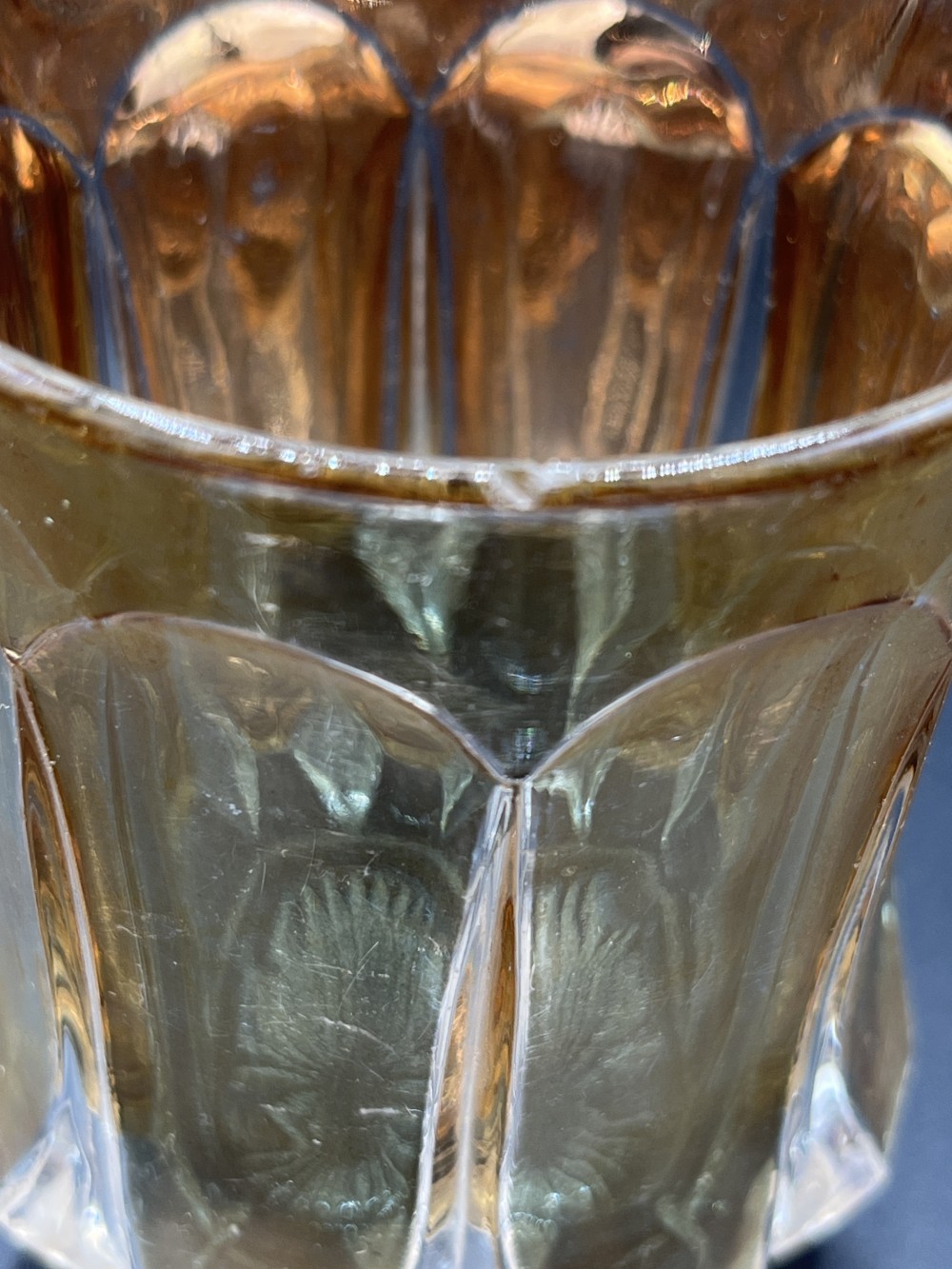 Vtg Set of 6 Amber faceted tumblers