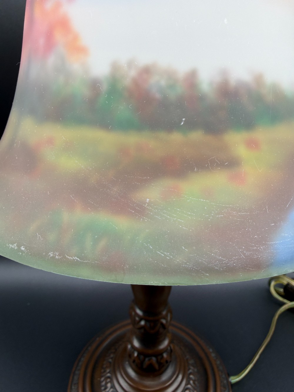 Tiffany Style Reverse Painted Glass Accent Lamp