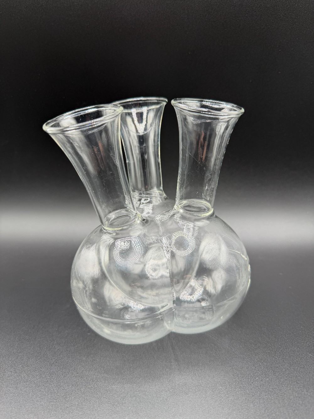 Vintage Clear Glass 3-Neck Cluster Bud Vase – Triple Neck Propagation Station