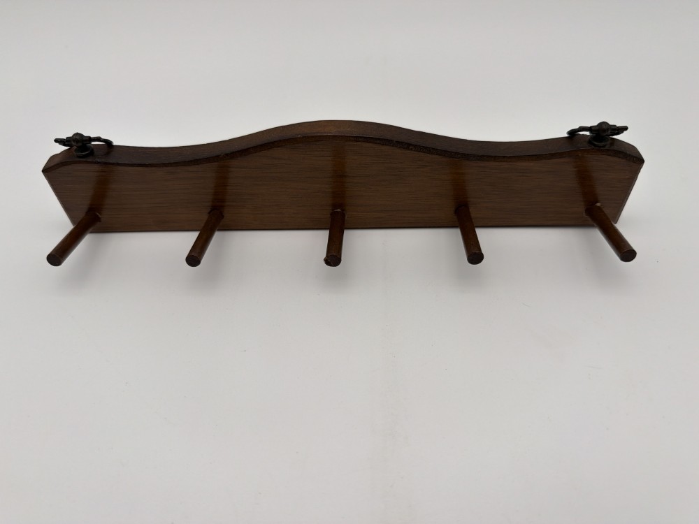 Vtg  Solid Wood Five-Peg Wall Rack