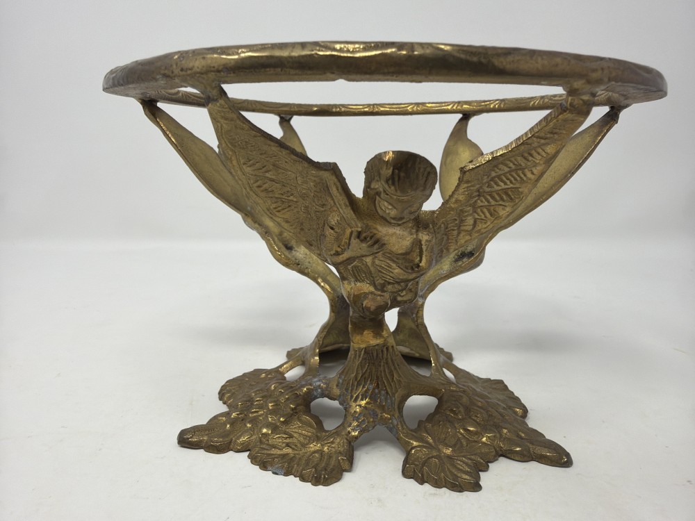 Vtg Brass Angel Compote Stand