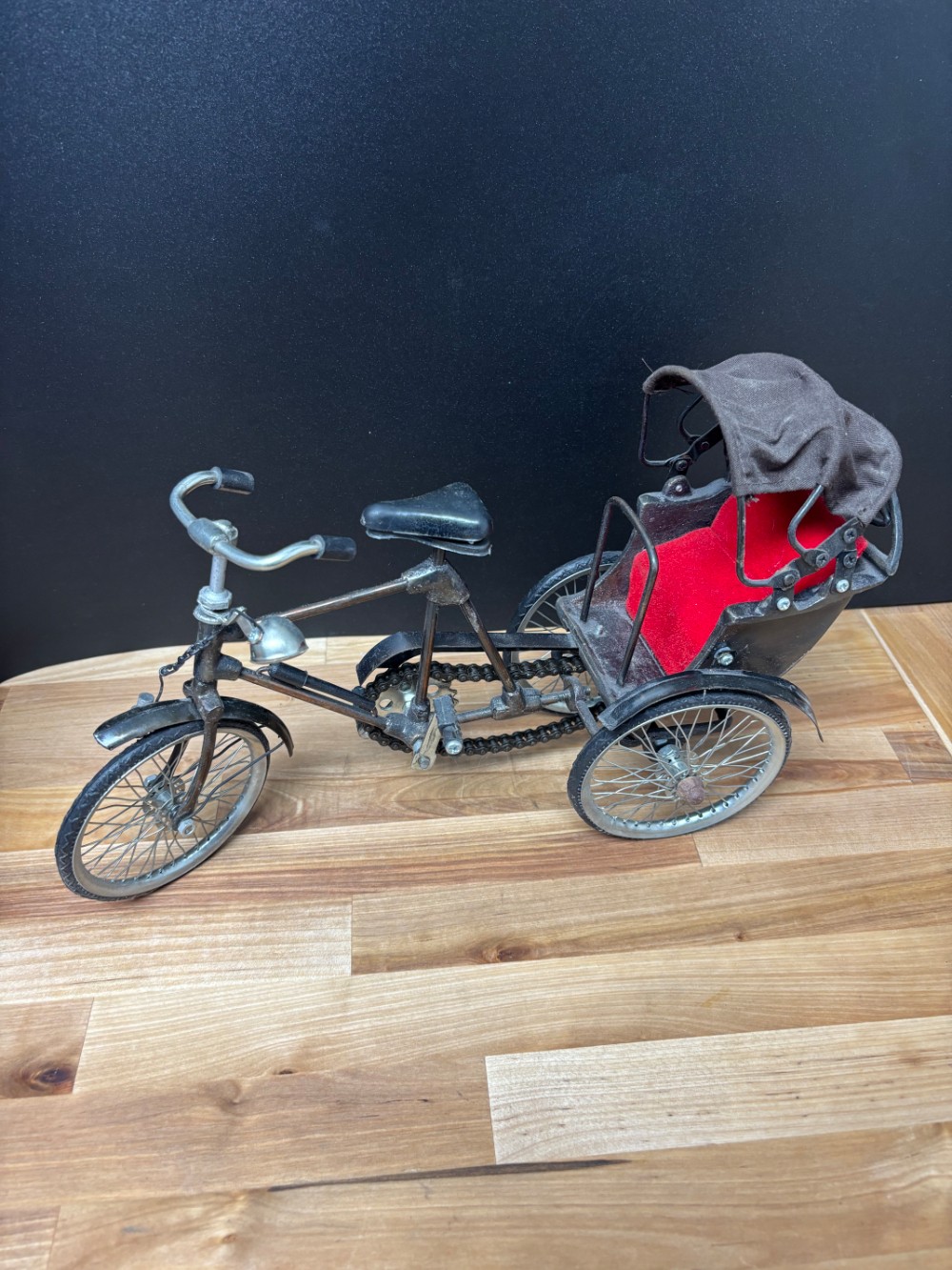 Vintage Metal Bicycle Rickshaw Pedicab with Canopy 14 Inch