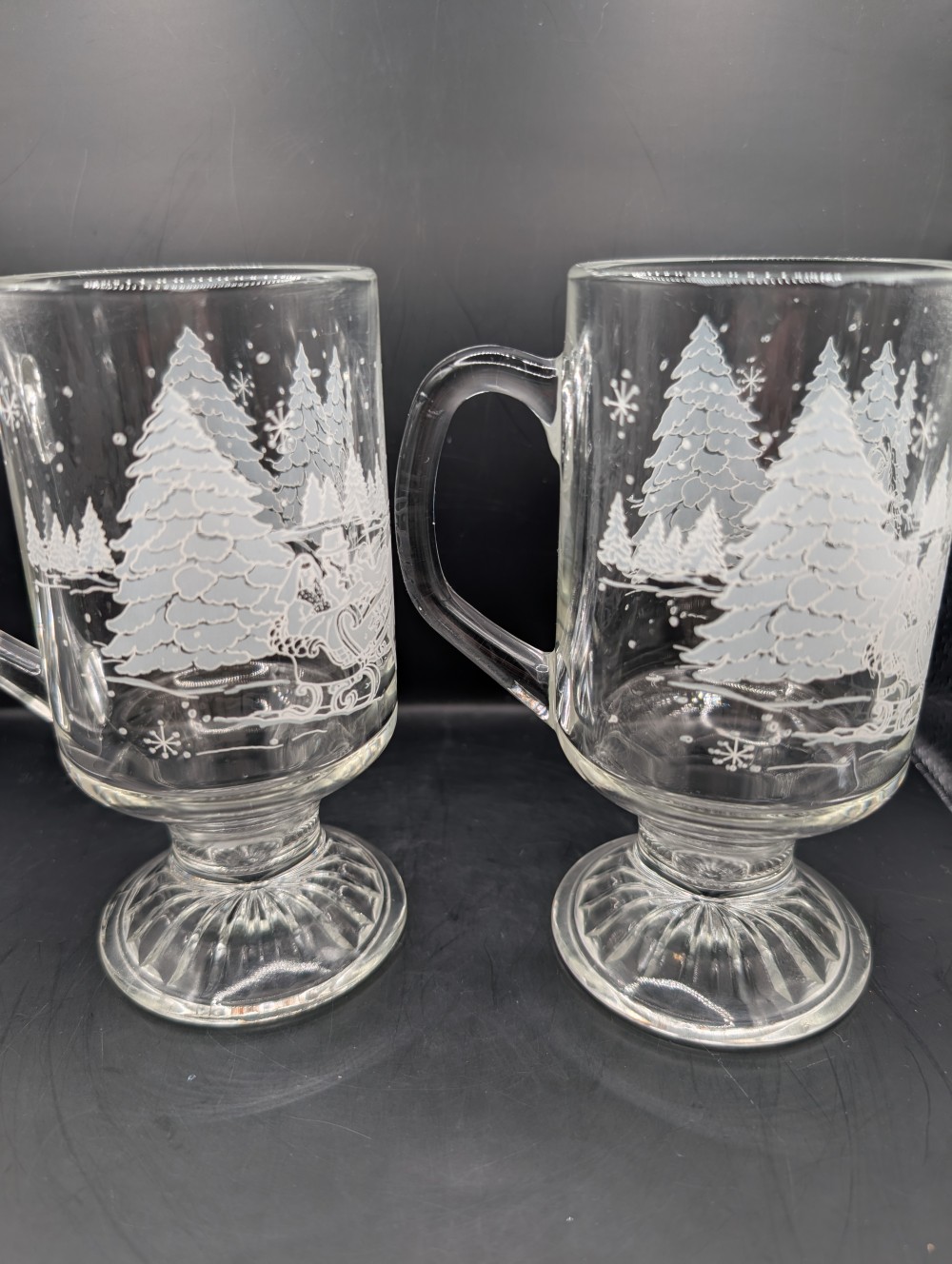 Vintage s/2 Avon Victorian Sleigh Ride pedestal mugs