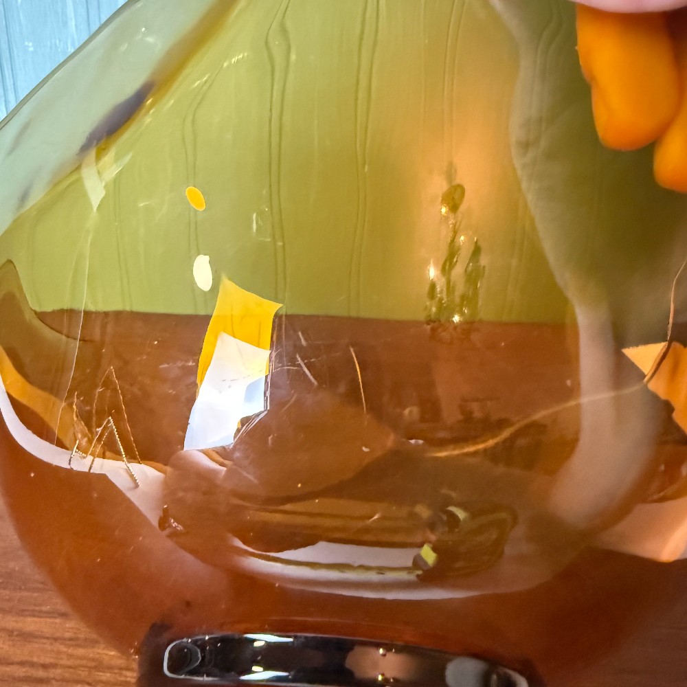 Vintage Mid Century Amber Glass Angular Footed Bowl