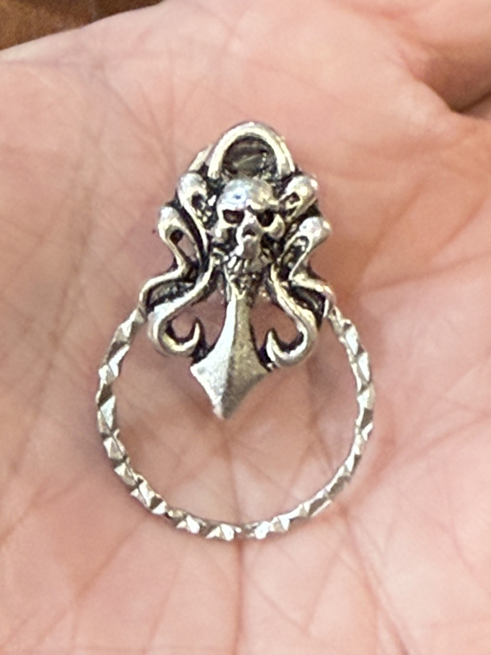 Eyeglass Holder Pin-Skull on Knife - ID Badge holder