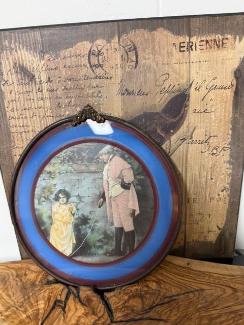 Antique 1800's  Victorian Flue Cover Young Girl Authorative Figure Discipline