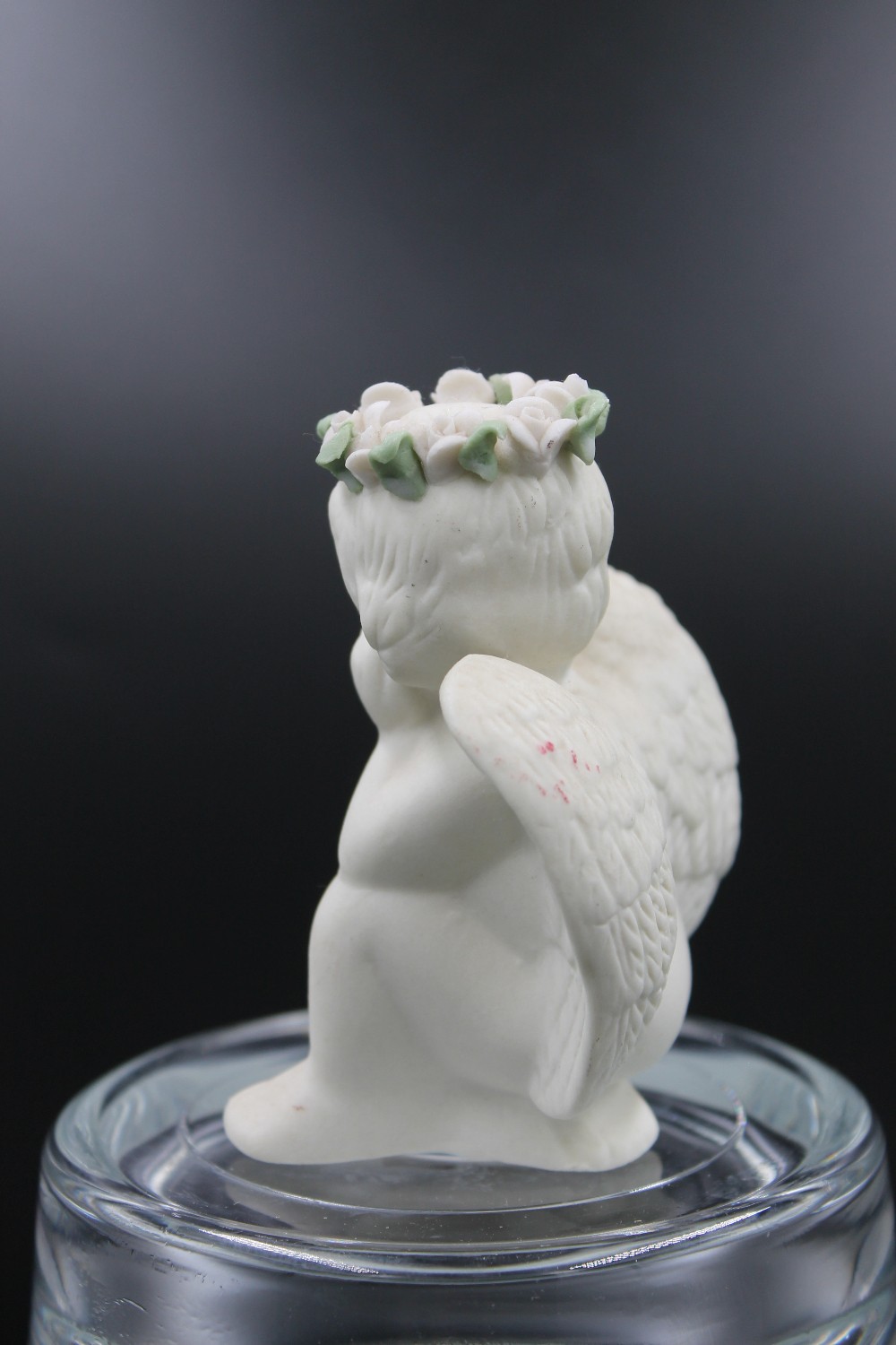 s/2 matte bisque sitting angel/cherub pot hugger