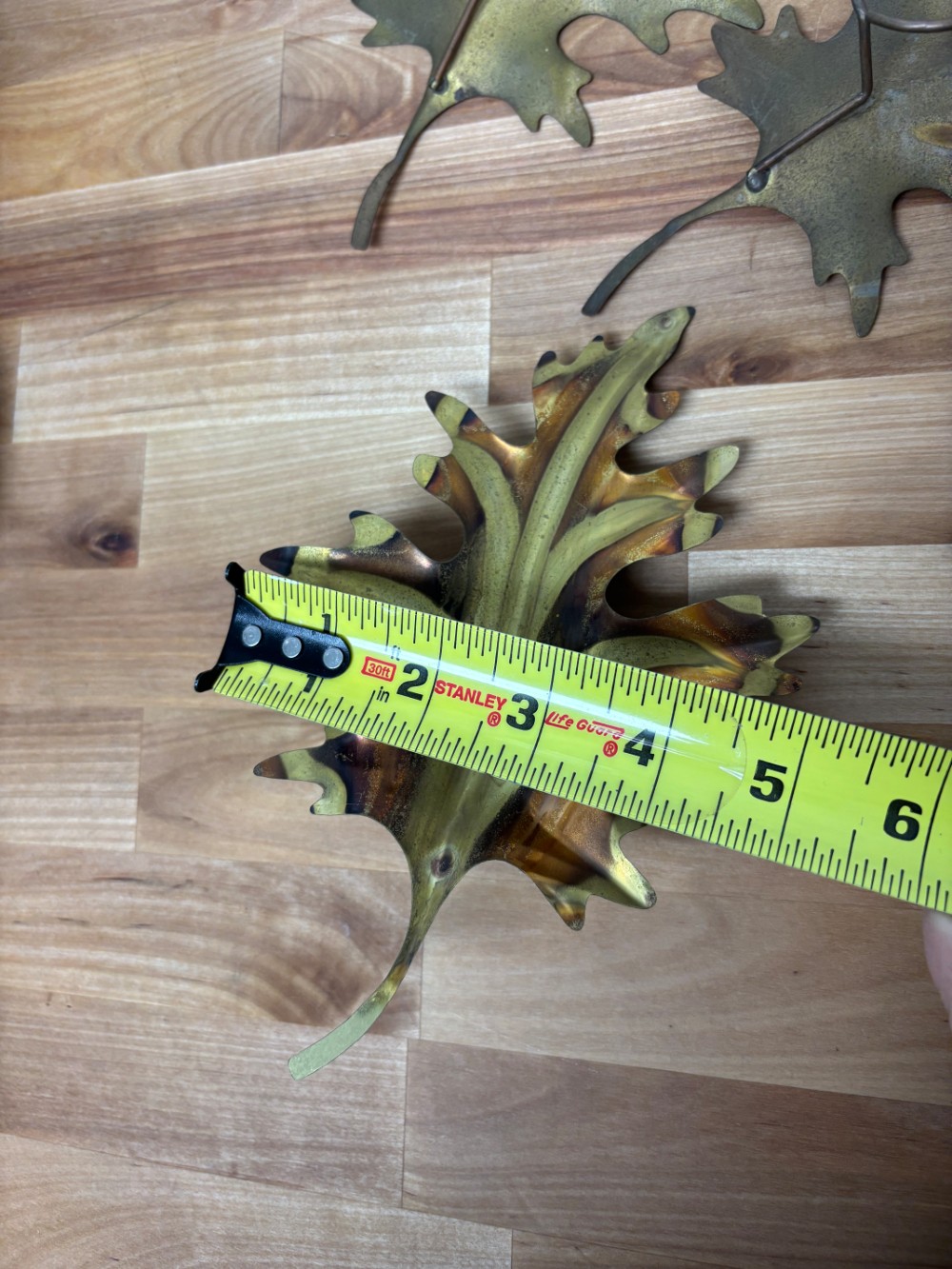Metal Oak Leaf Wall Hanging Set of 5 Vintage MCM Hollywood Regency Autumn Wall Decor