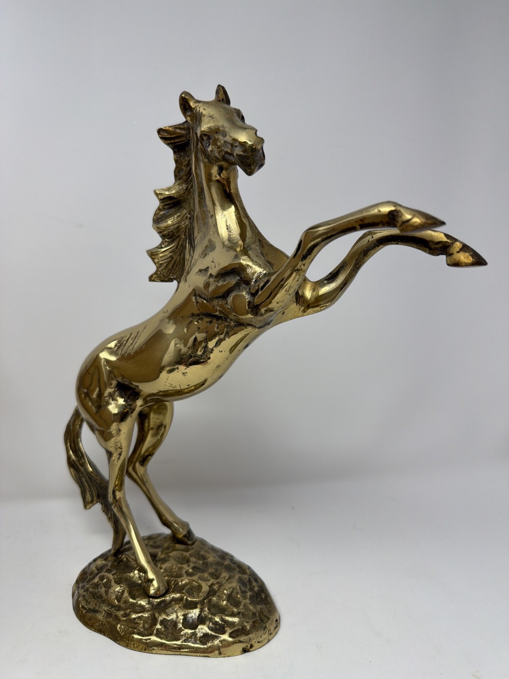 Vtg Brass Rearing Horse Sculpture