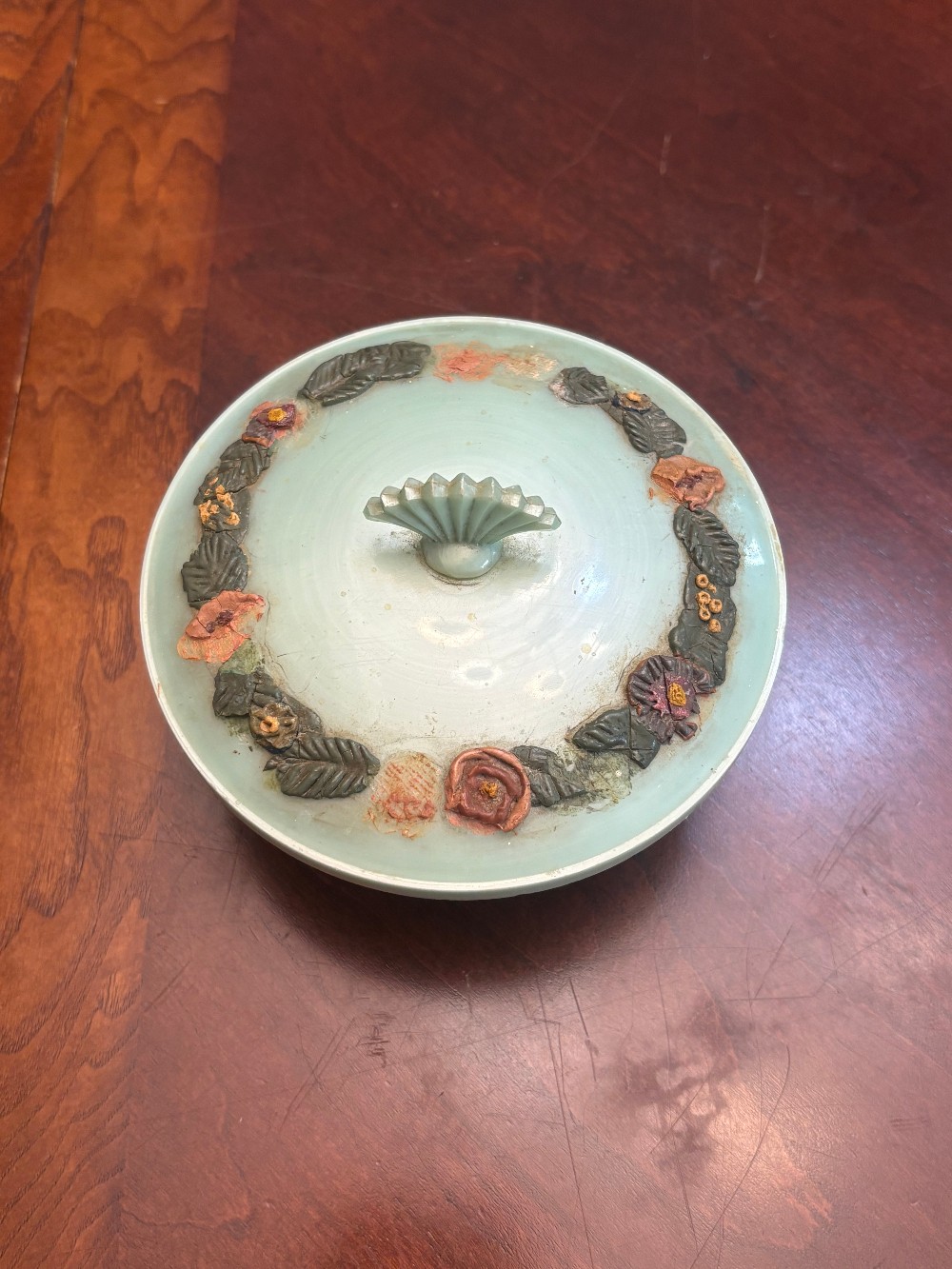 Mid-Century Art-Deco Celluloid Footed Trinket Vanity Box