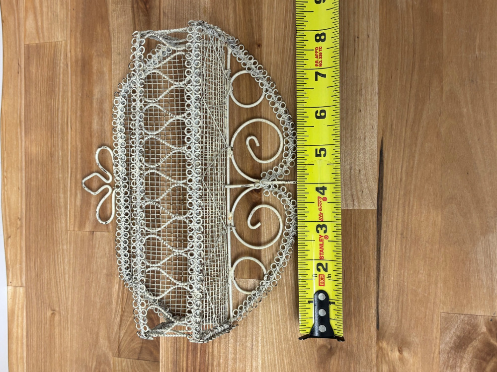 Anthropologie White Metal Wire Wall Shelf Ornate Scrollwork Shabby Chic Decor