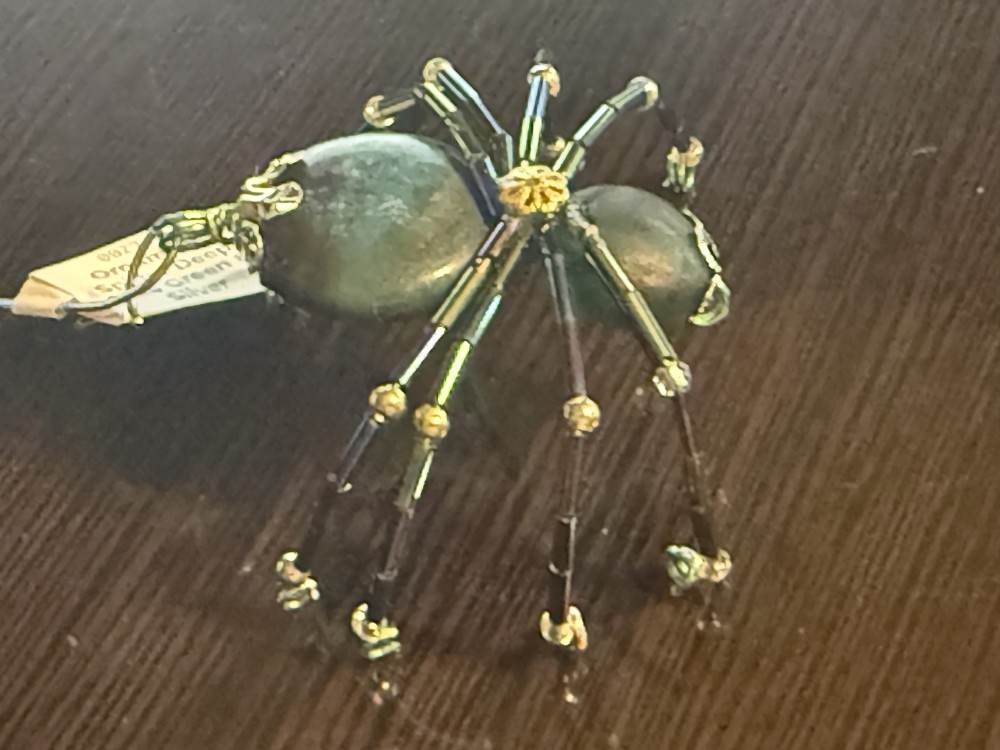Ornament Spider Deep Blue Green & Silver