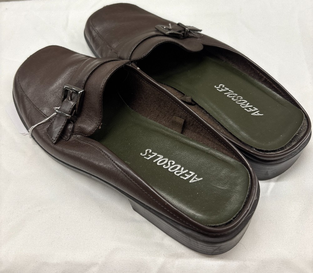 Shoes brown w/metal buckle mules womens 6.5M
