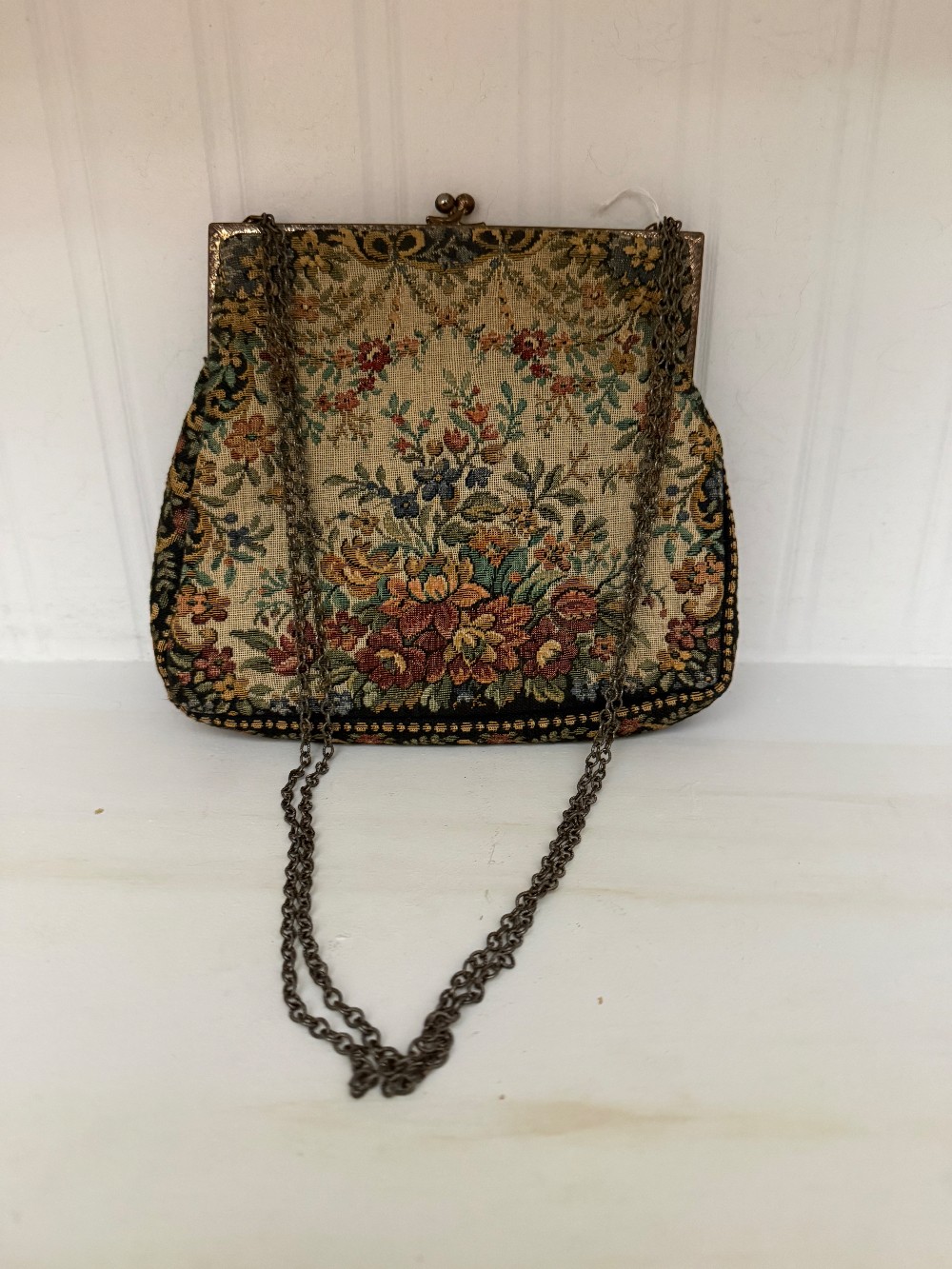 Vintage French Hand sewn Tapestry Purse by Walborg