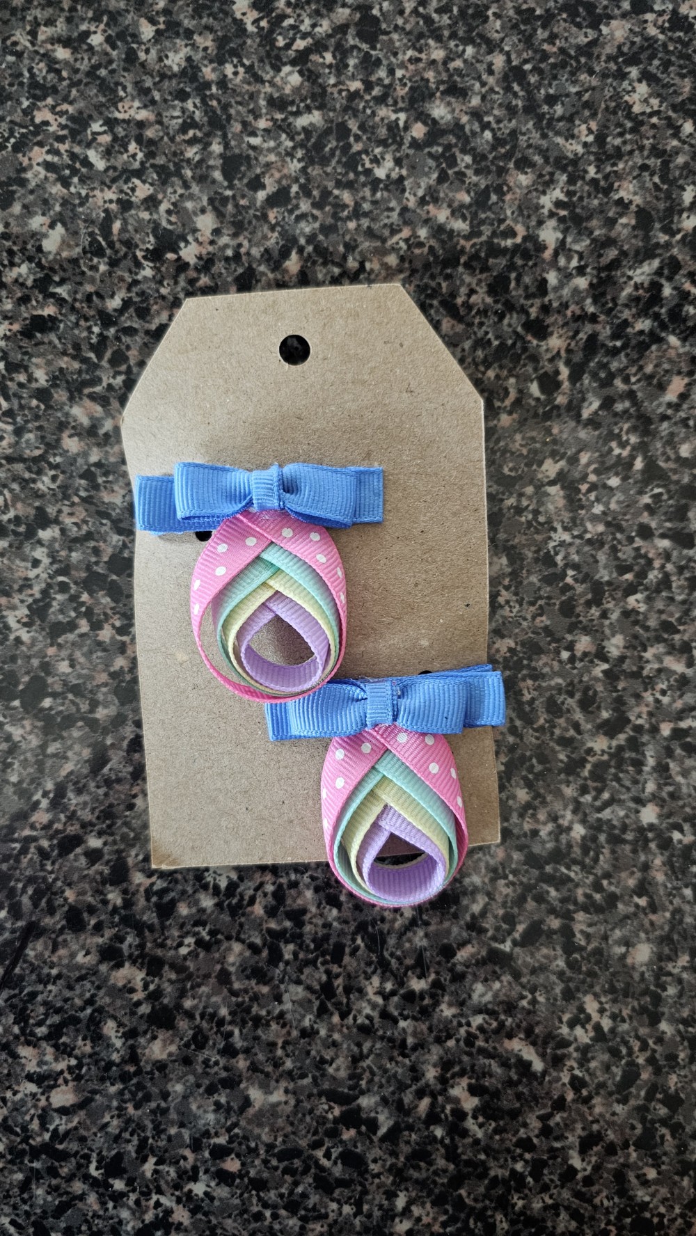 Ribbon Easter egg hair clips