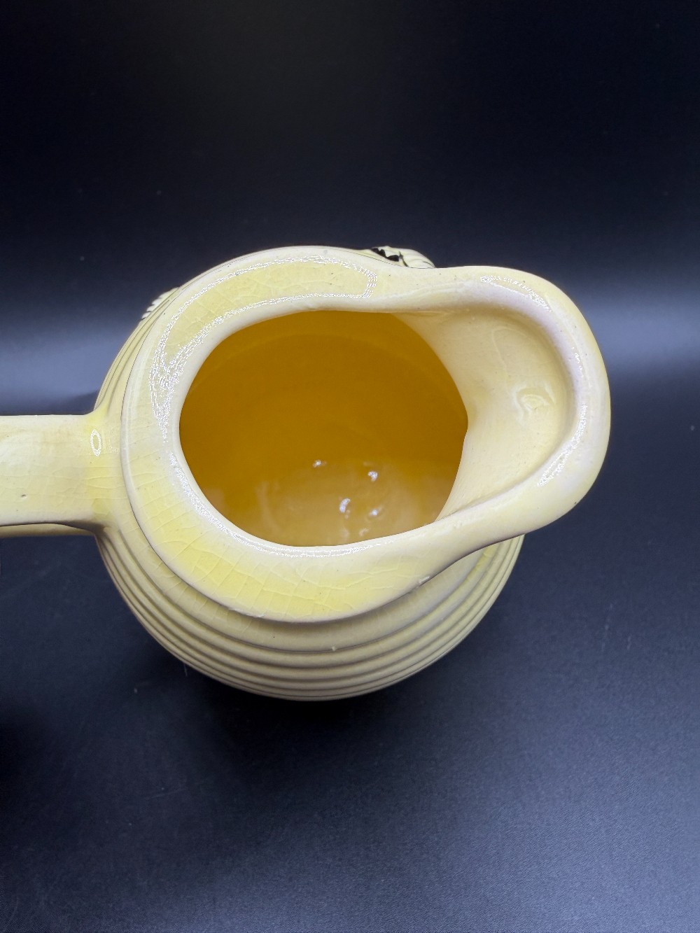 Vintage 1950s Yellow Ceramic Beehive Honey Pot Syrup Pitcher with Lid