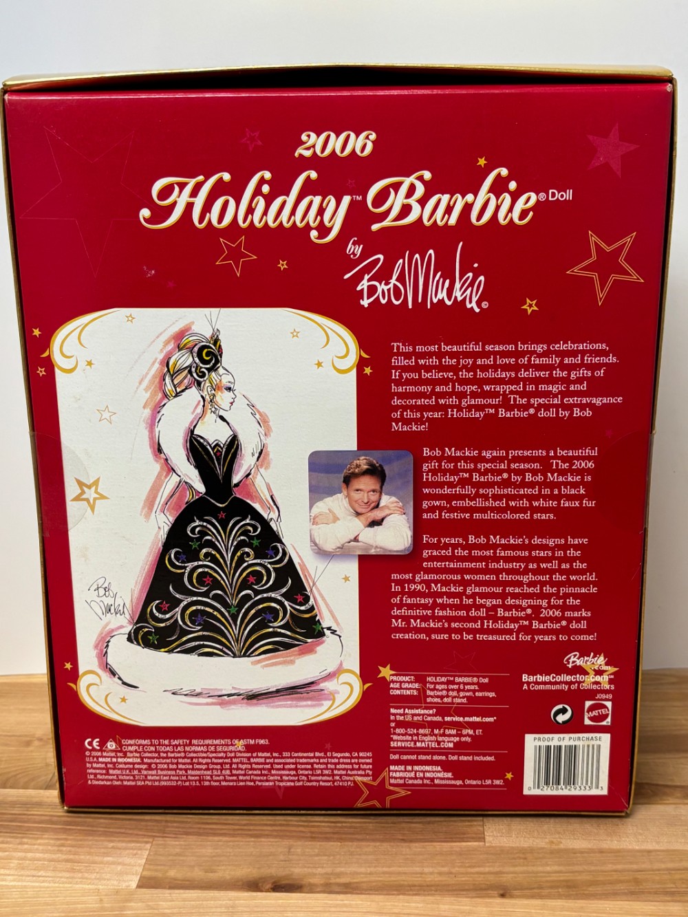 2006 Holiday Barbie by Bob Mackie Black Gown Christmas Collector Doll NIB J0949