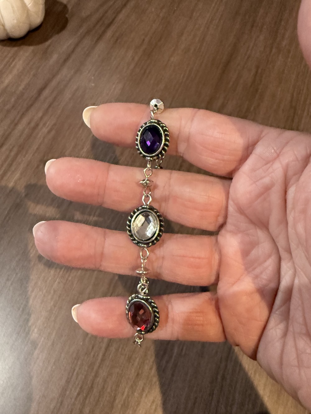 Bracelet Colored Jeweled Medallions Set in Silver