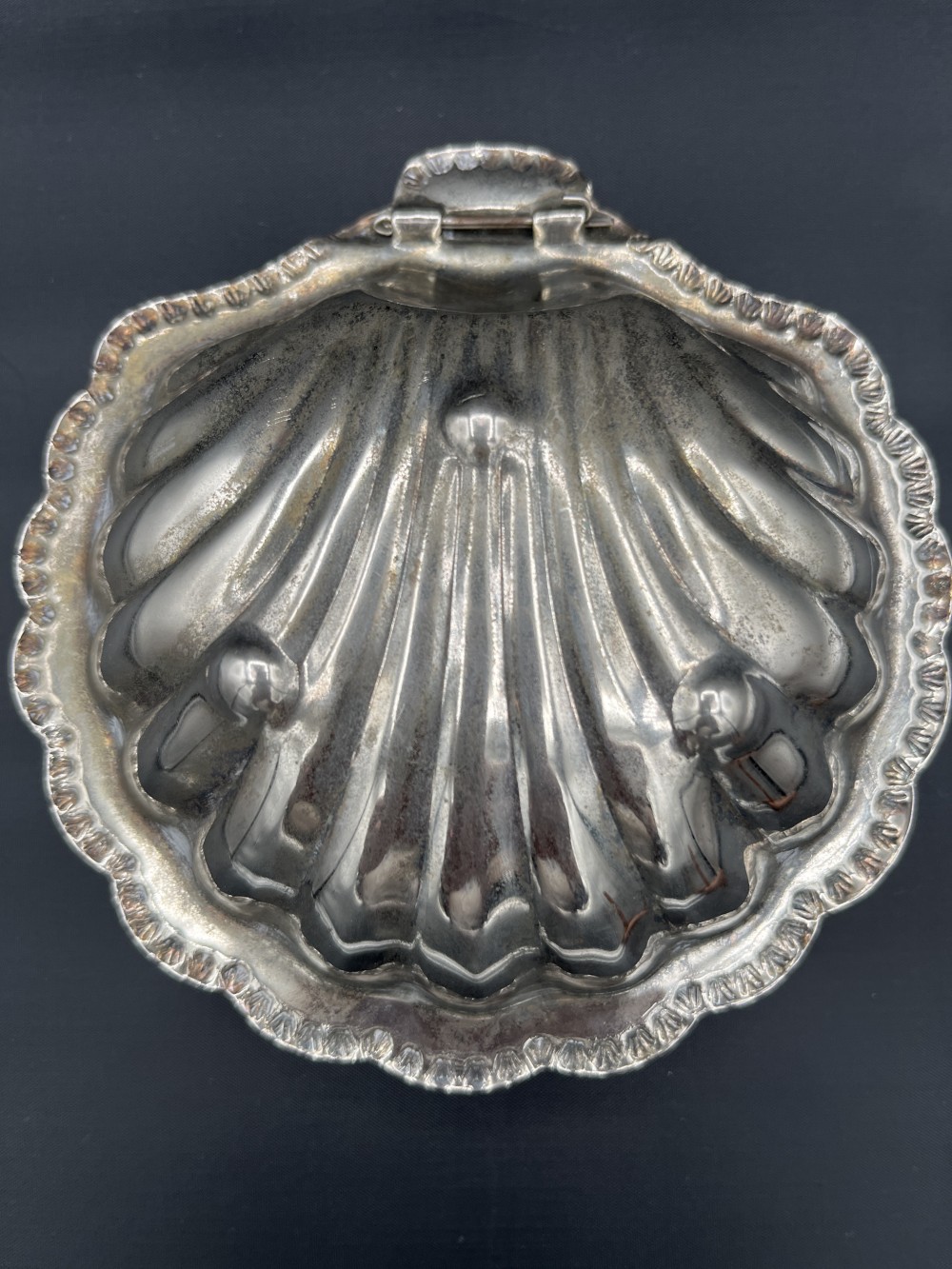 Vtg Silverplate Clamshell Dish