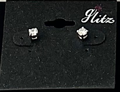 Glitz Cubic Zirconia Round Stud Earrings NWT