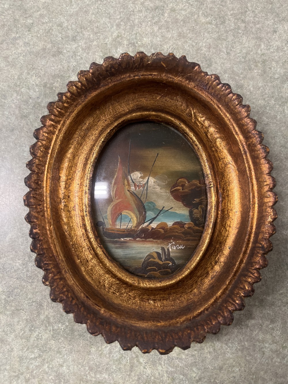 Vtg mini original signed oil painting