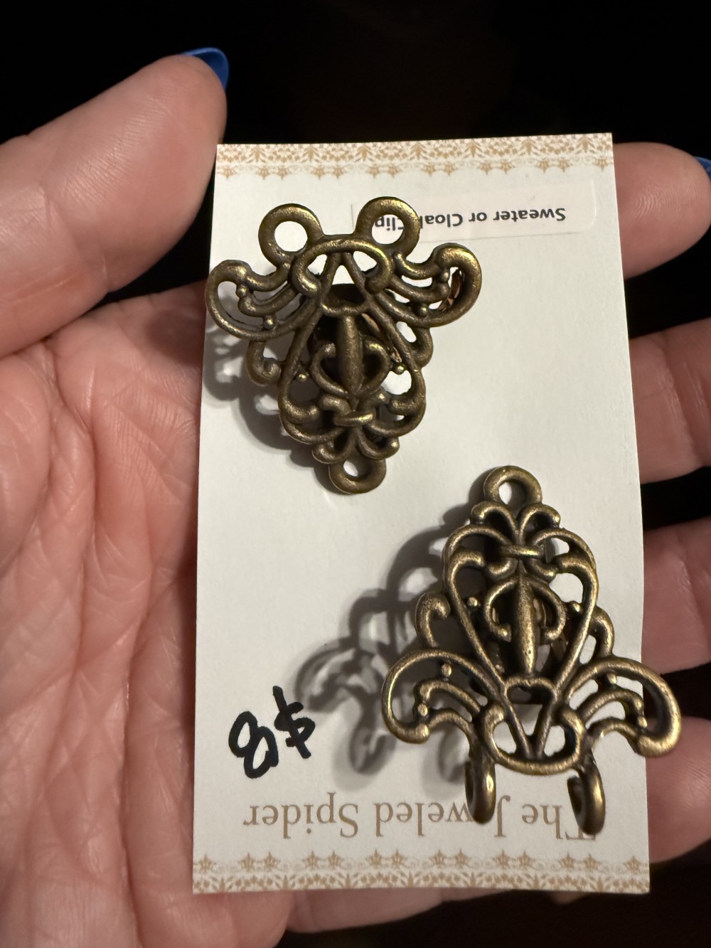 Sweater Clip, Cloak Clip, Dress Clip: Filigree Triangle