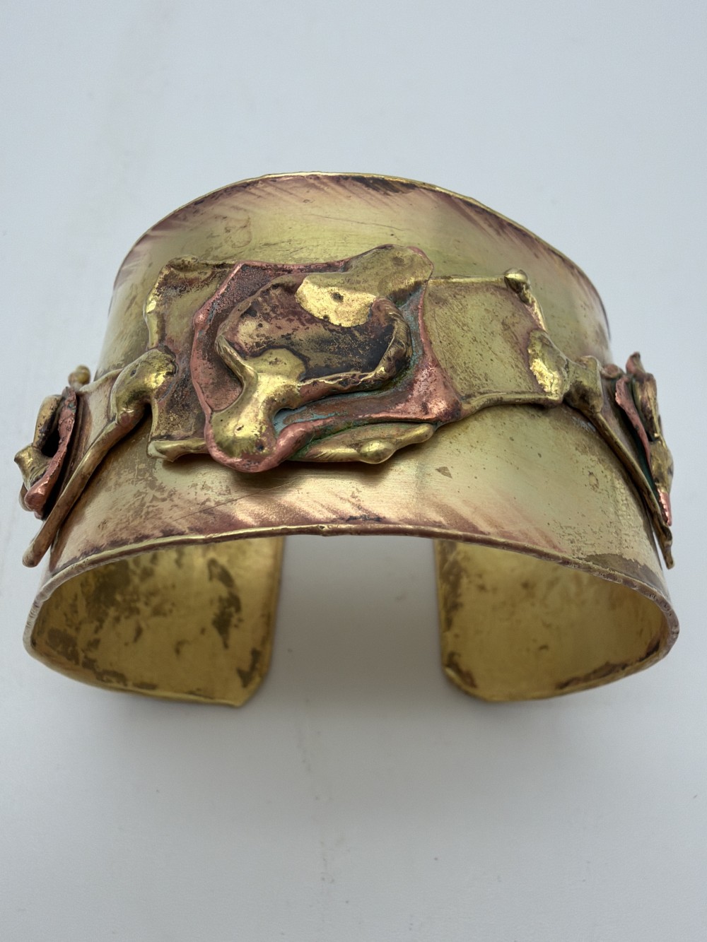 Vtg Brutalist Brass & Copper Cuff
