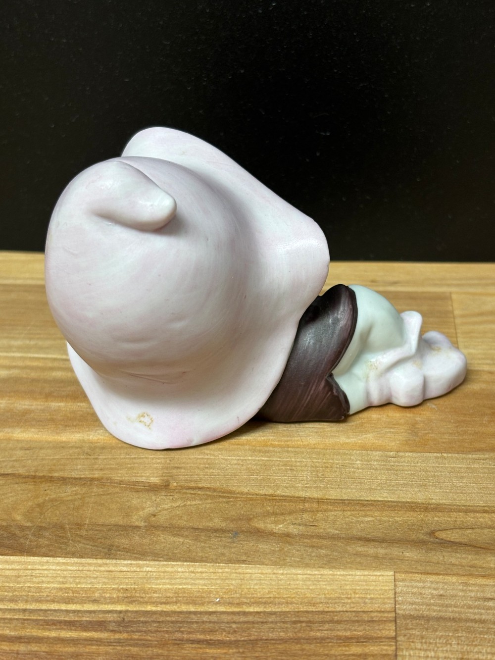 Kitsch Pixie Elf Figurine Homco 5213 Vintage Figurine Big Pink Hat Big Eyes Cottage Whimsical