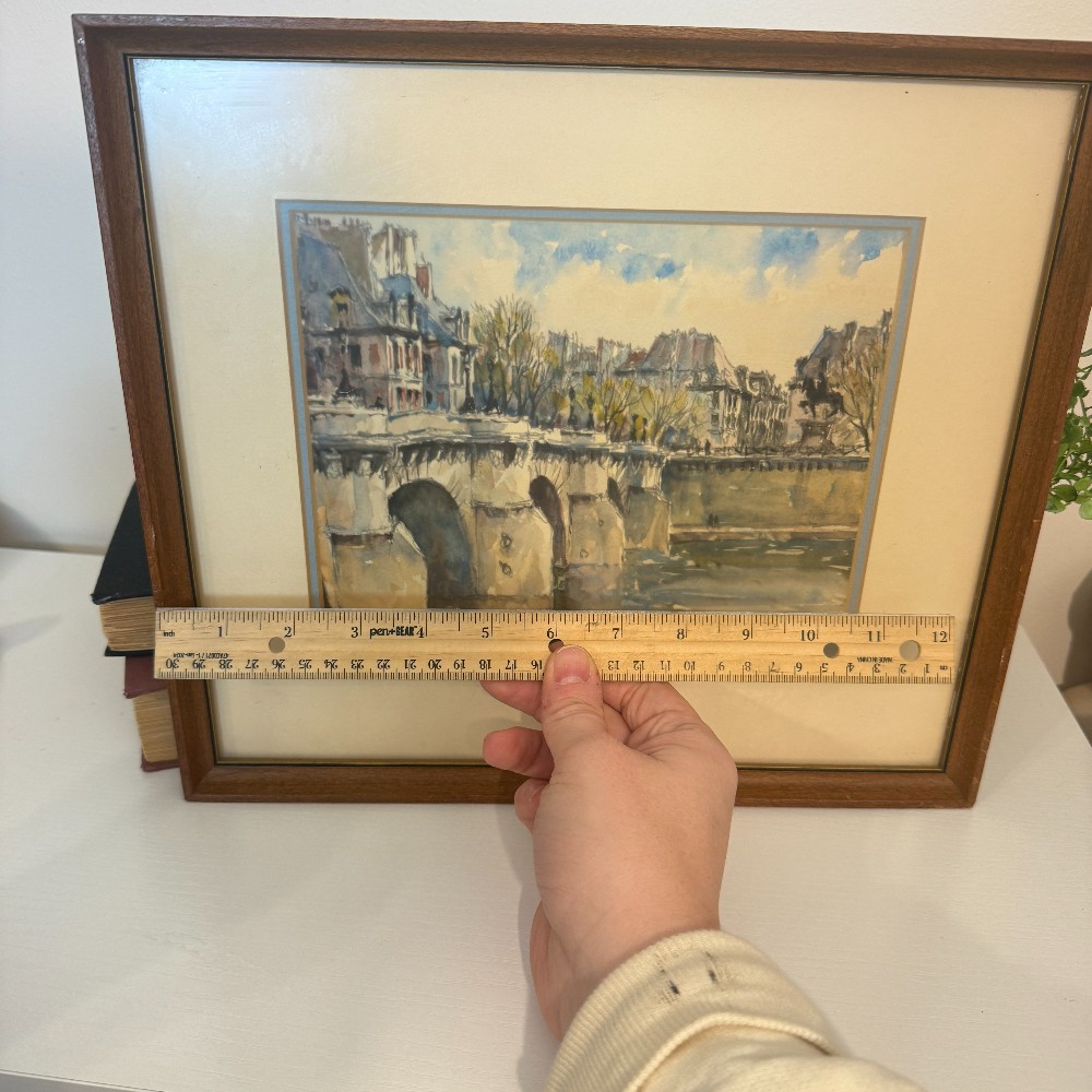 Original Watercolor – Paris Bridge Scene, Signed