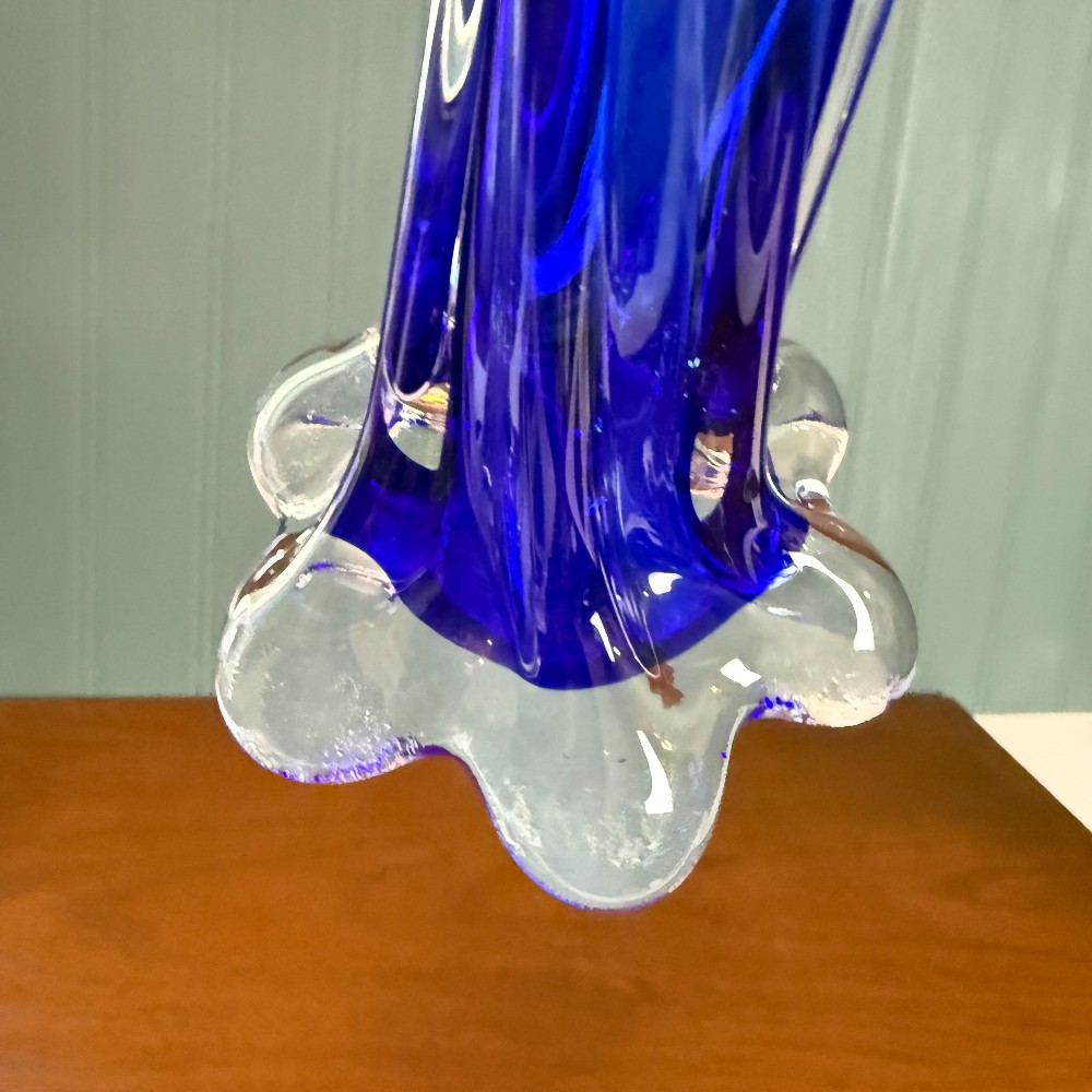 Cobalt Blue Swung Glass Bud Vase