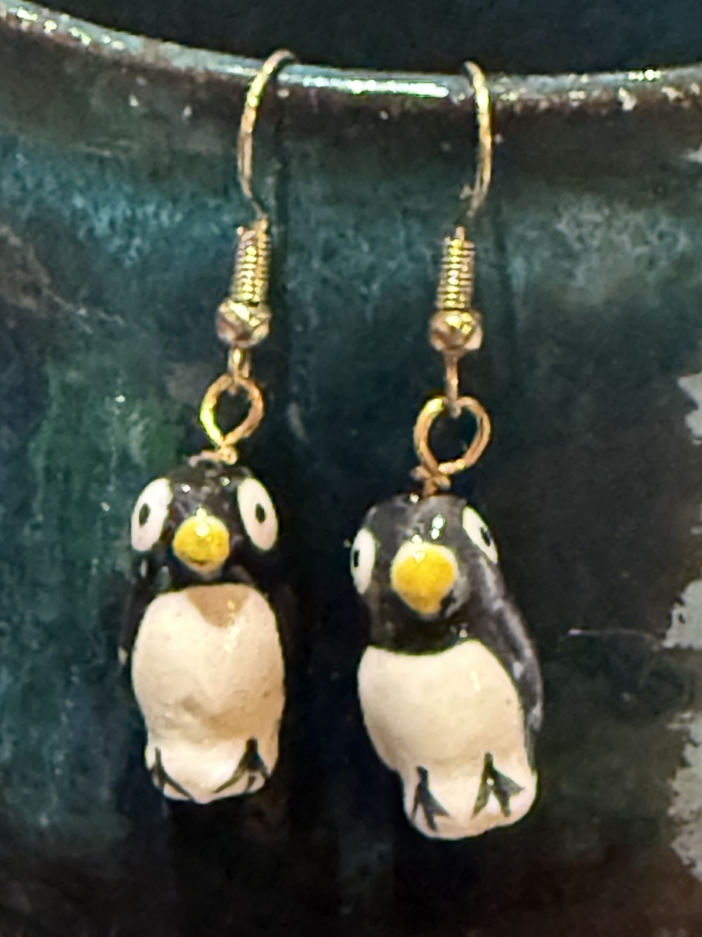 Earrings - Penguins Lampwork Glass
