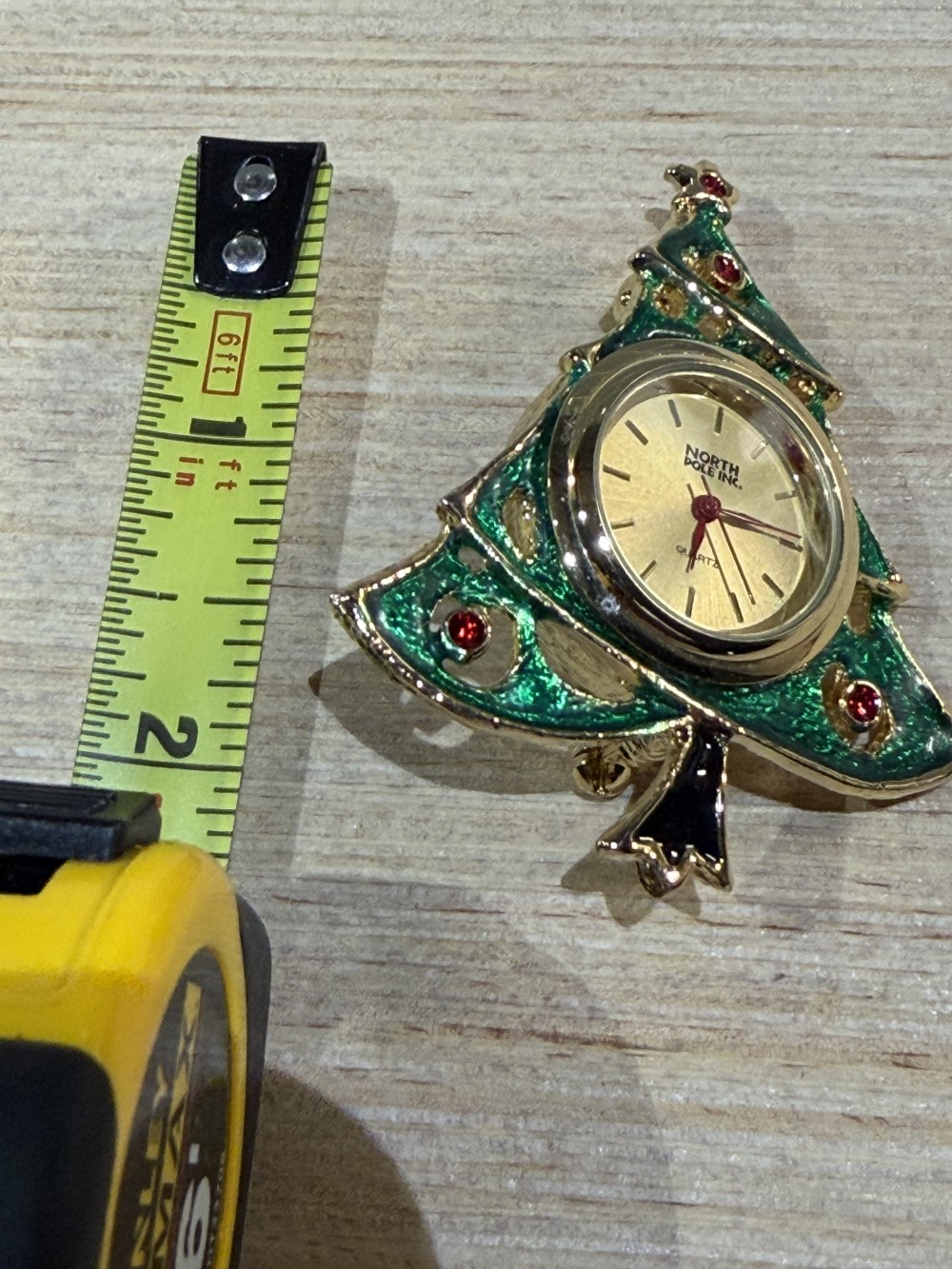 VTG North Pole Inc. Quartz Christmas Tree Watch Brooch (As-Is)