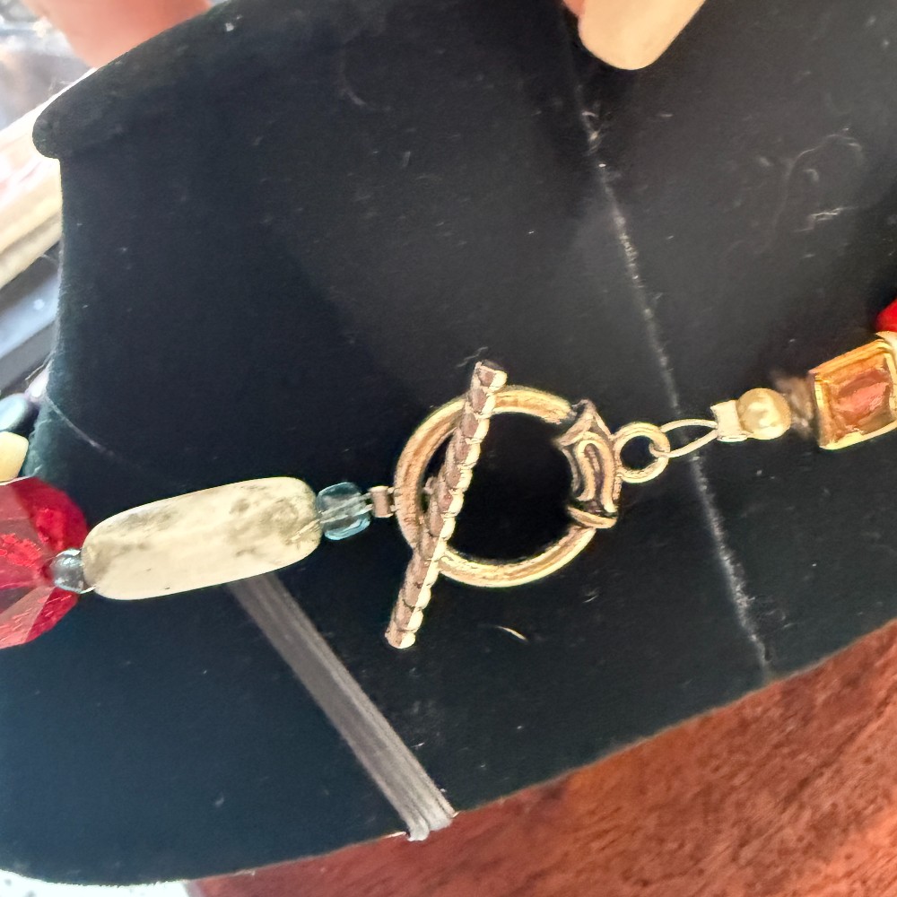 Vintage Mixed Bead Necklace With Toggle Clasp
