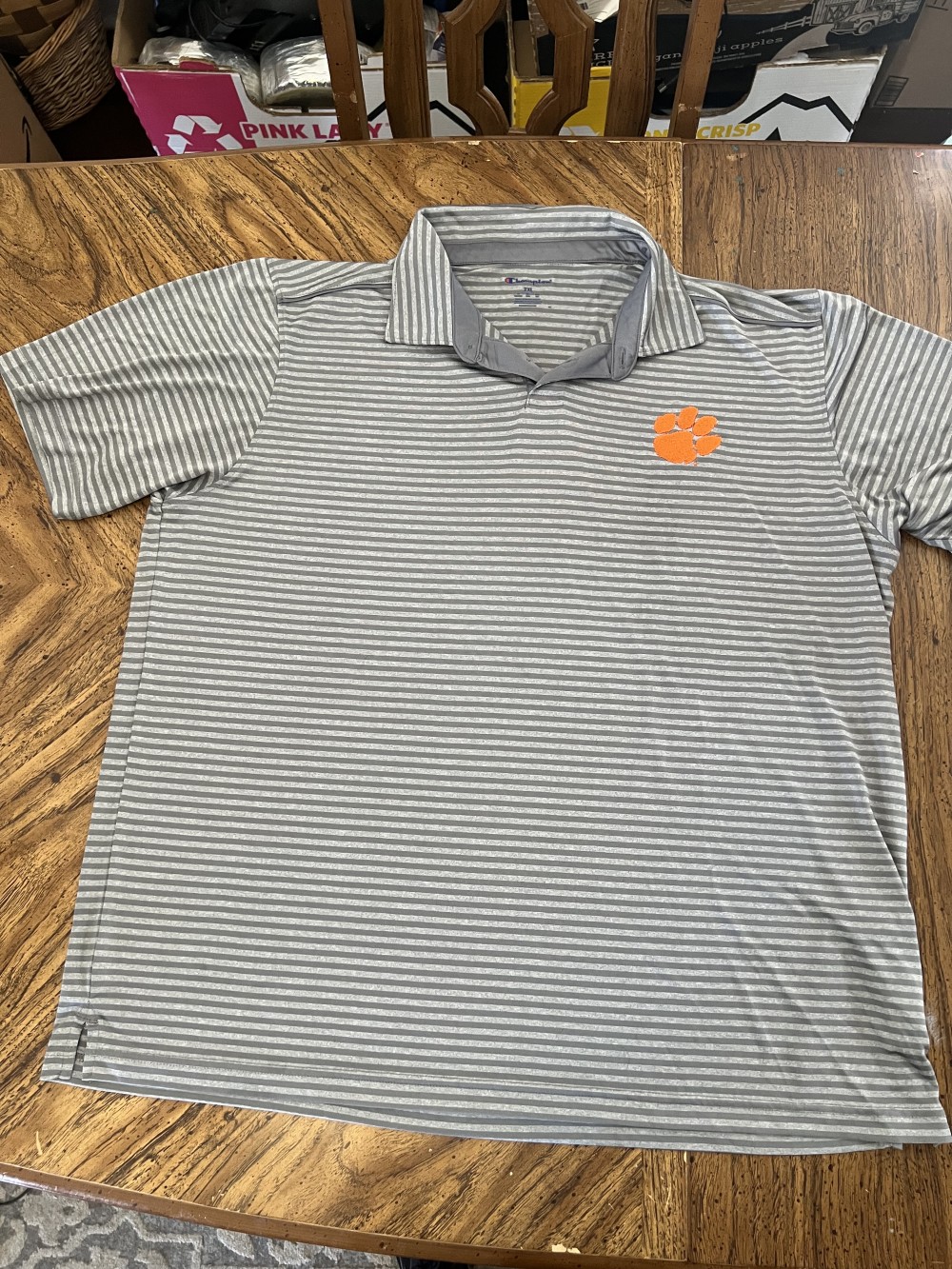 Gray Clemson polo shirt two XL