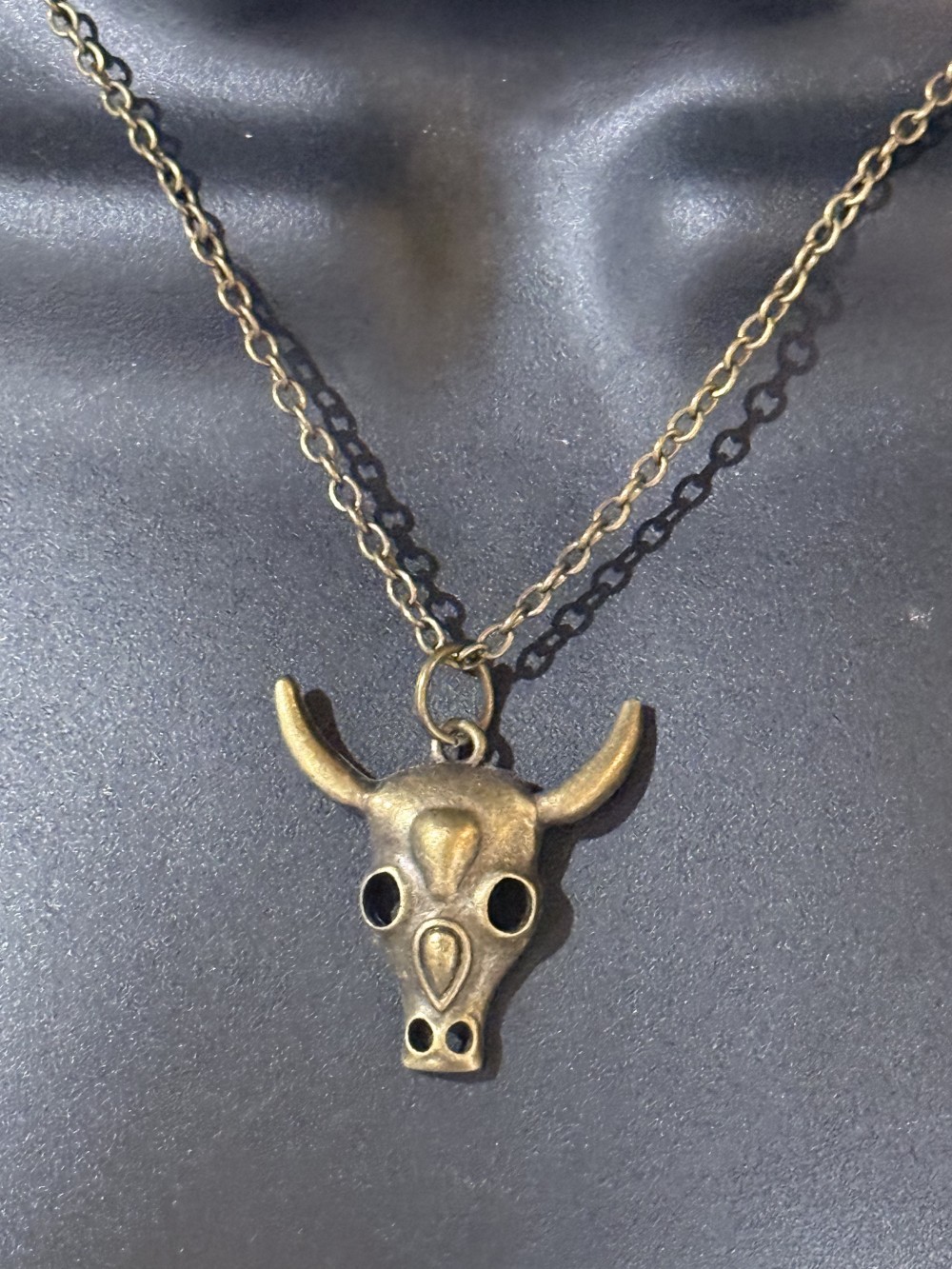 Necklace - Bronze Steer Skull Lg Pendant