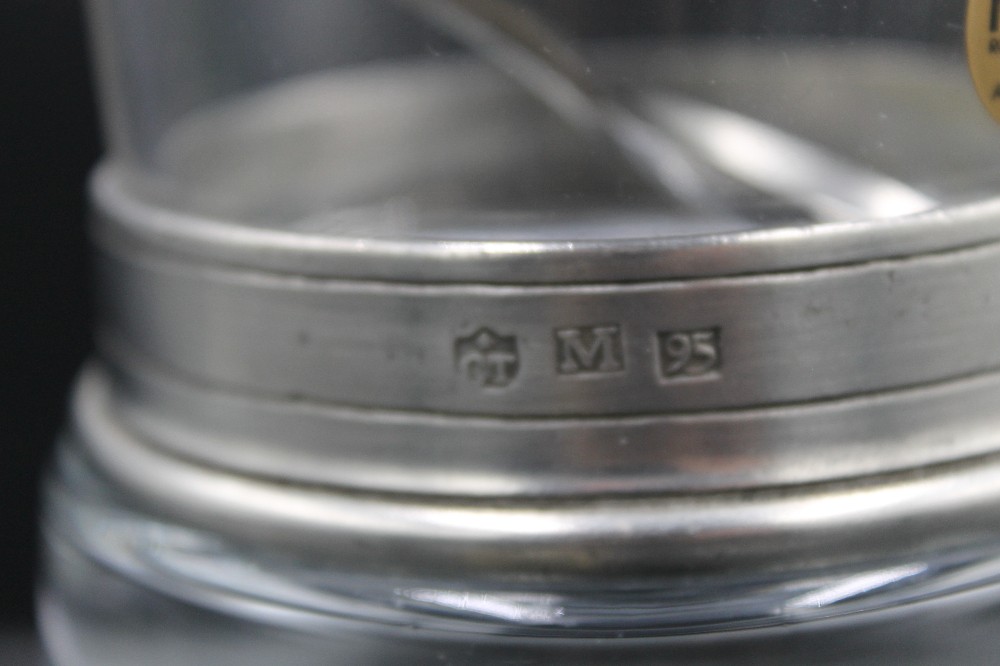 Cosi Tabellini/Match pewter crystal jam jar/spoon