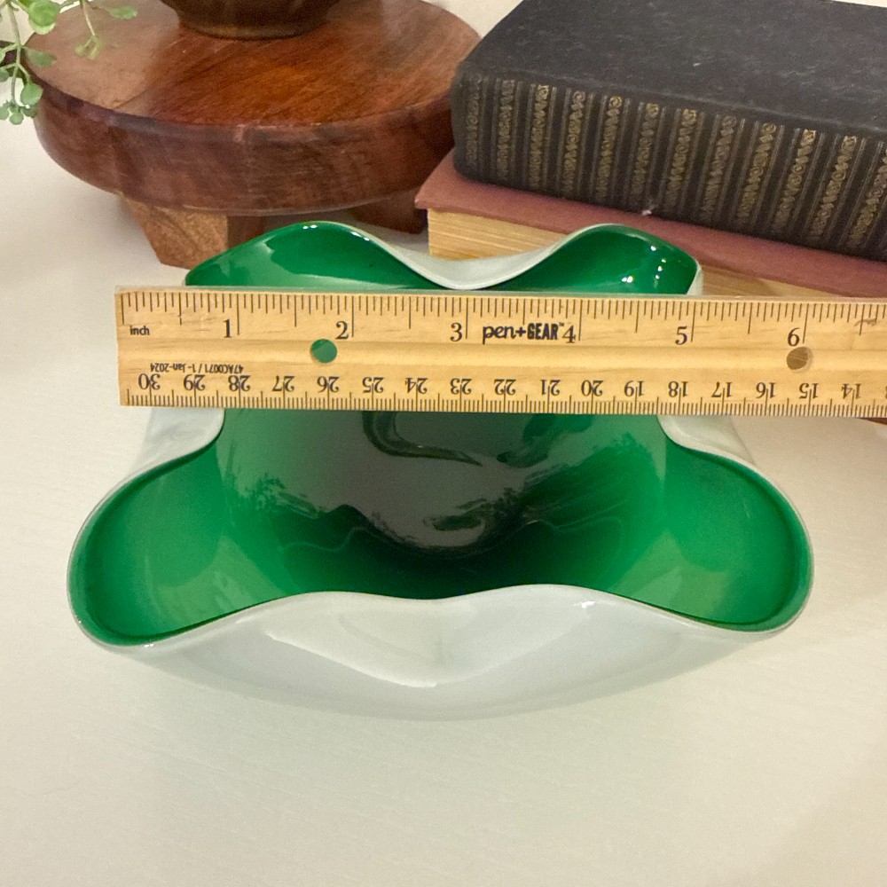 MCM Green & White Cased Glass Bowl, Japan