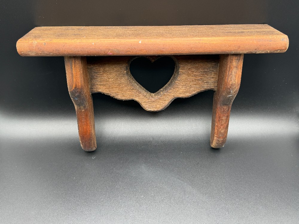 Vintage 1980s Country Wooden Heart Shelf