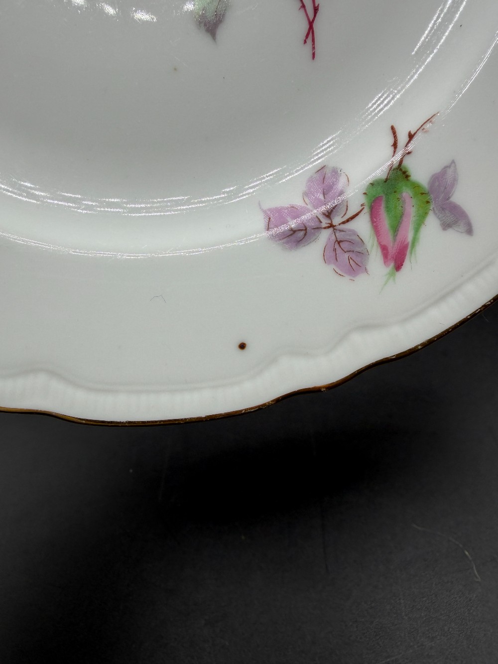 Vintage Fine Bohemian China Czechoslovakia Pink Rose Dinner Plate