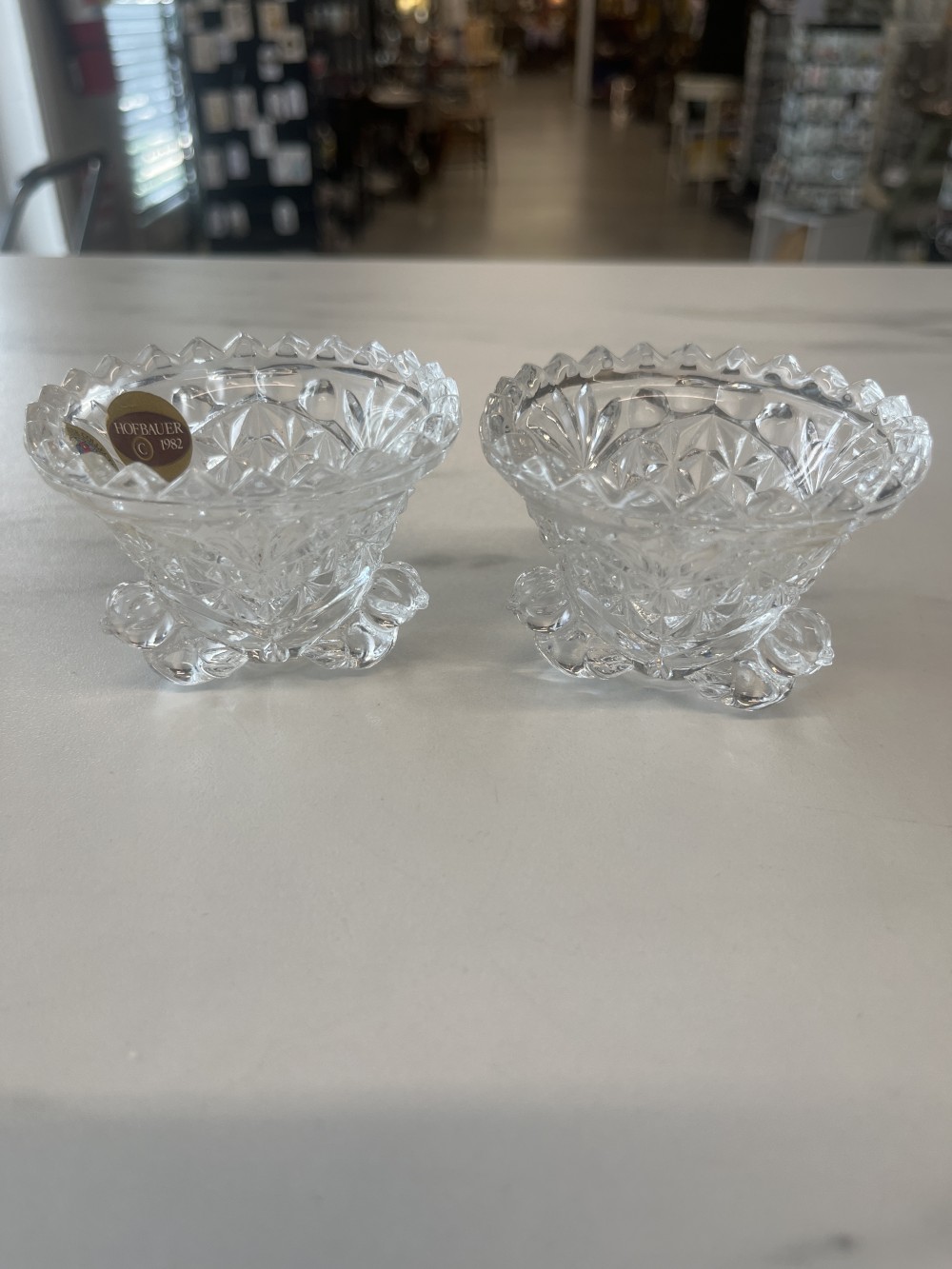 Vtg 3-footed bird trinket 24% lead crystal bowl