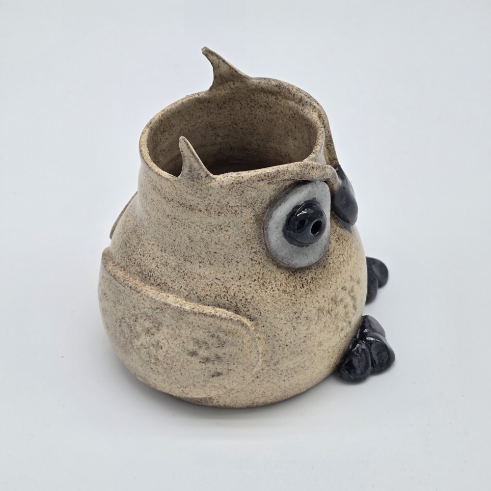 VTG Handcrafted Pottery Owl Vase/ Planter