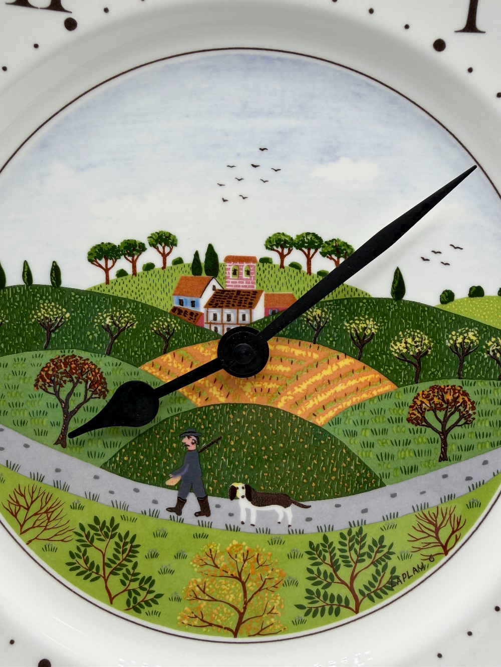 Villeroy & Boch Design Naif Porcelain Wall Clock - Gerard Laplau Country Scene #4 Tested