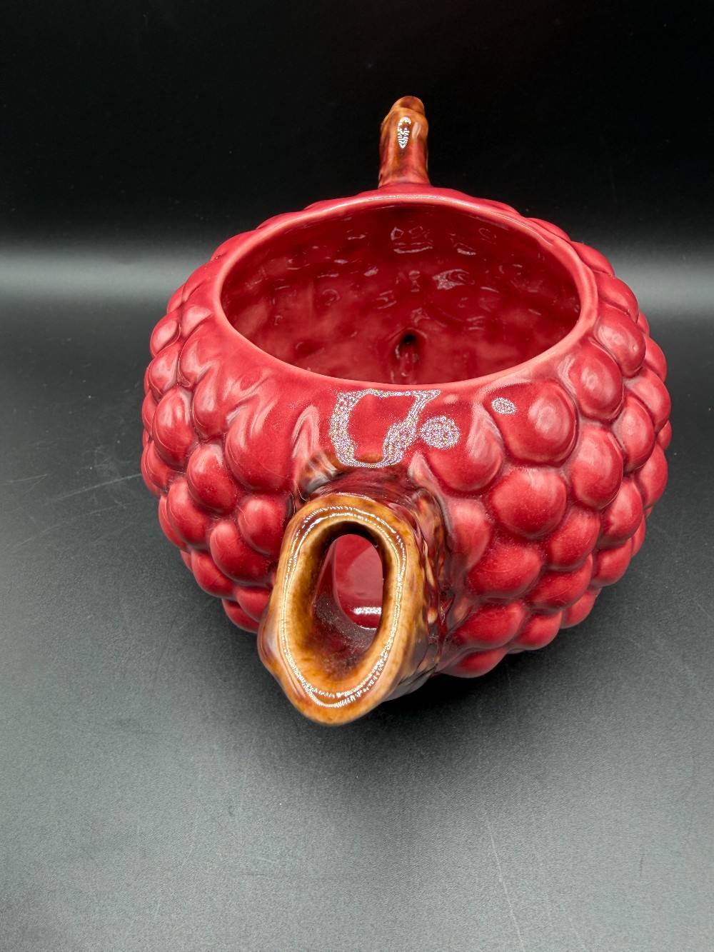 Vintage Jay Willfred Andrea by Sadek Raspberry Teapot - Majolica Ceramic Figural Berry Pot - Made in Portugal