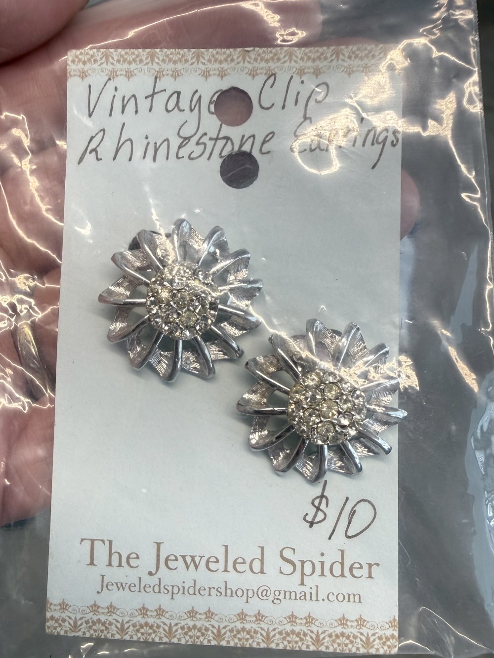 Vintage Clip On Rhinestone Earrings