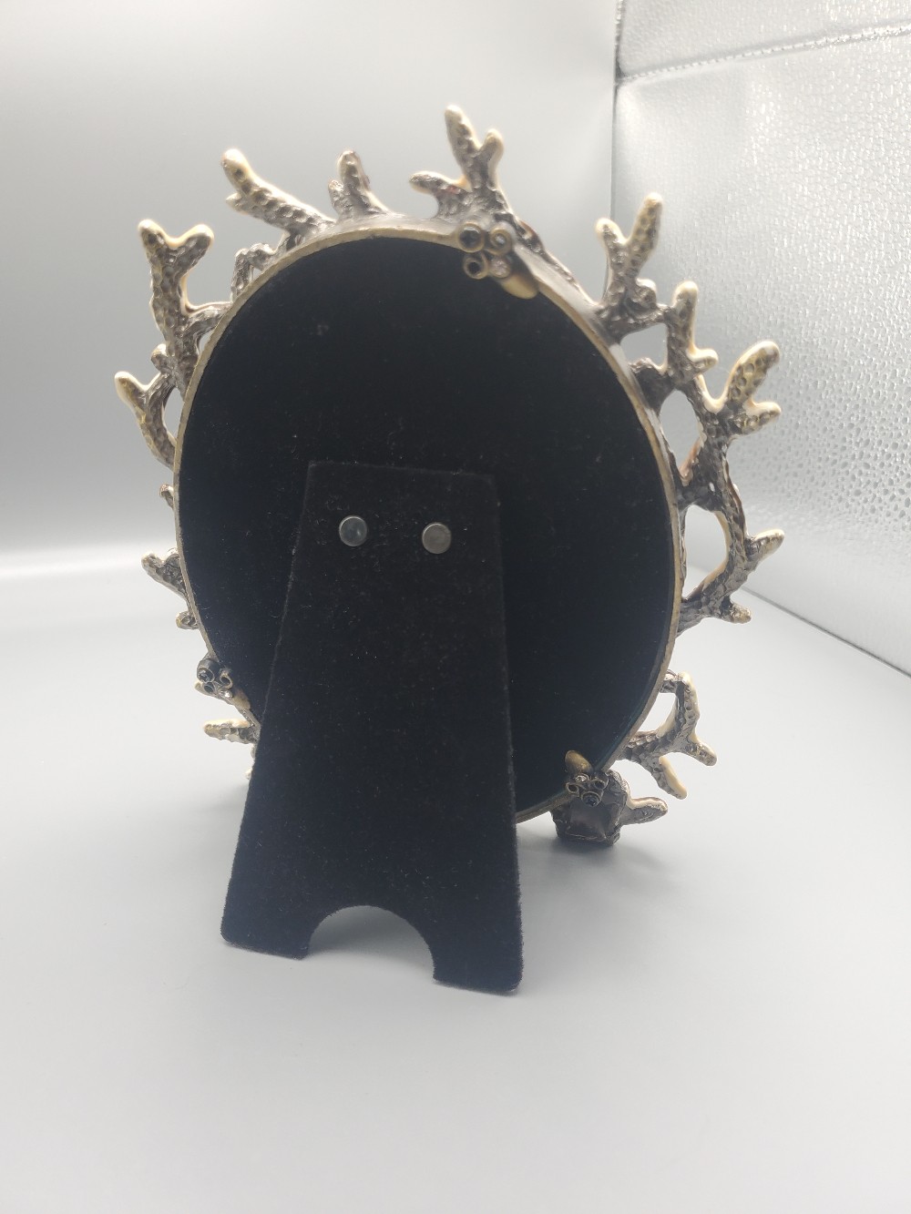 Enamel Rhinestone Antlers Oval Picture Frame