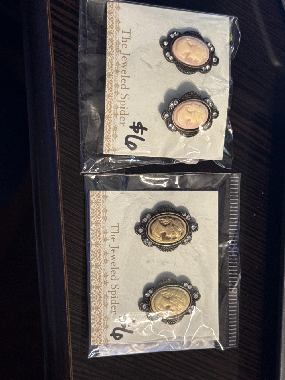 Stud Earrings - Female Cameo set in Bronze