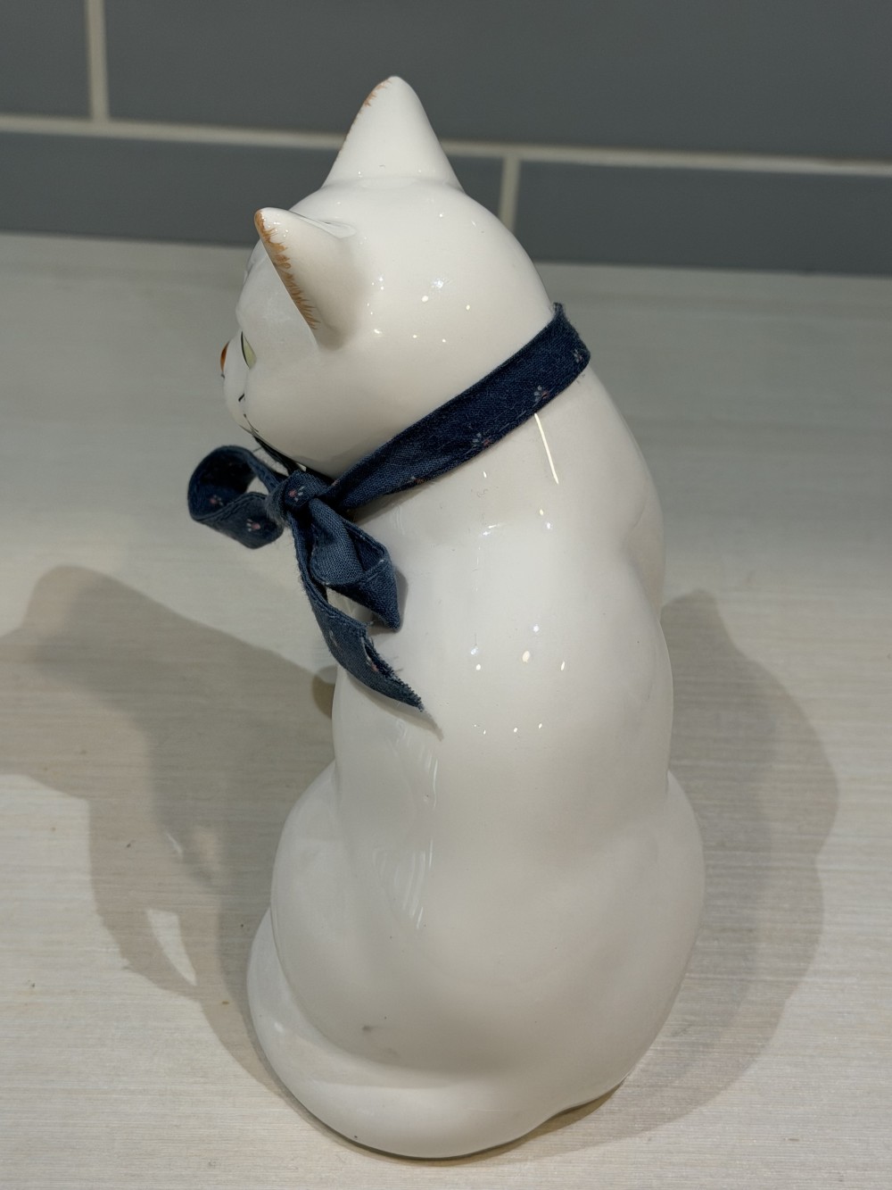 Vintage Taiwanese Ceramic Cat Figurine – 6” Tall