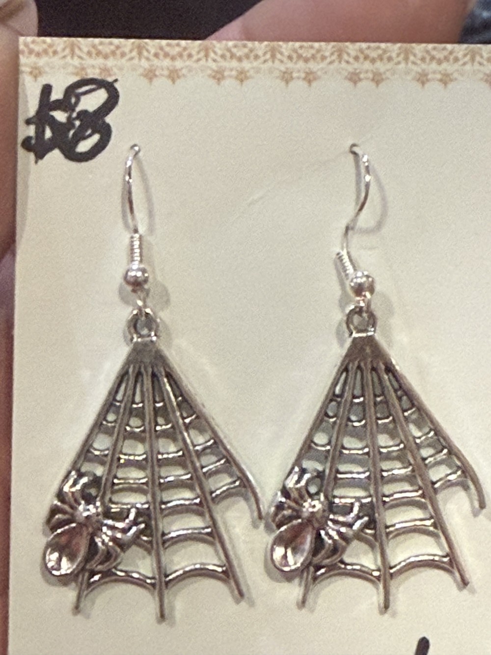 Earrings - Spider Web Triangle with Spider