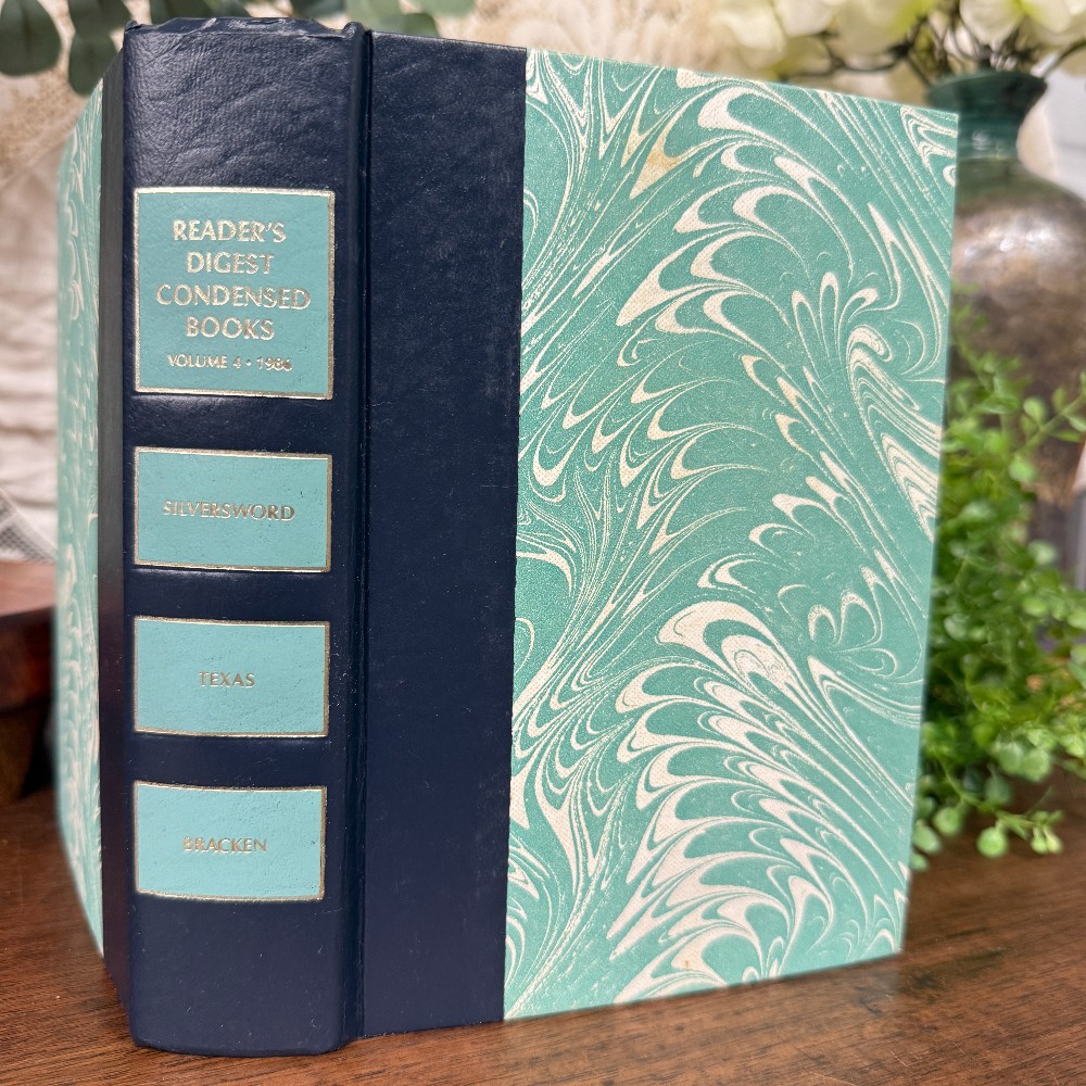 Vintage Reader's Digest Condensed Books 1988 | Navy & Teal Marbled Pages | Decorative Prop Book | Vol. 4