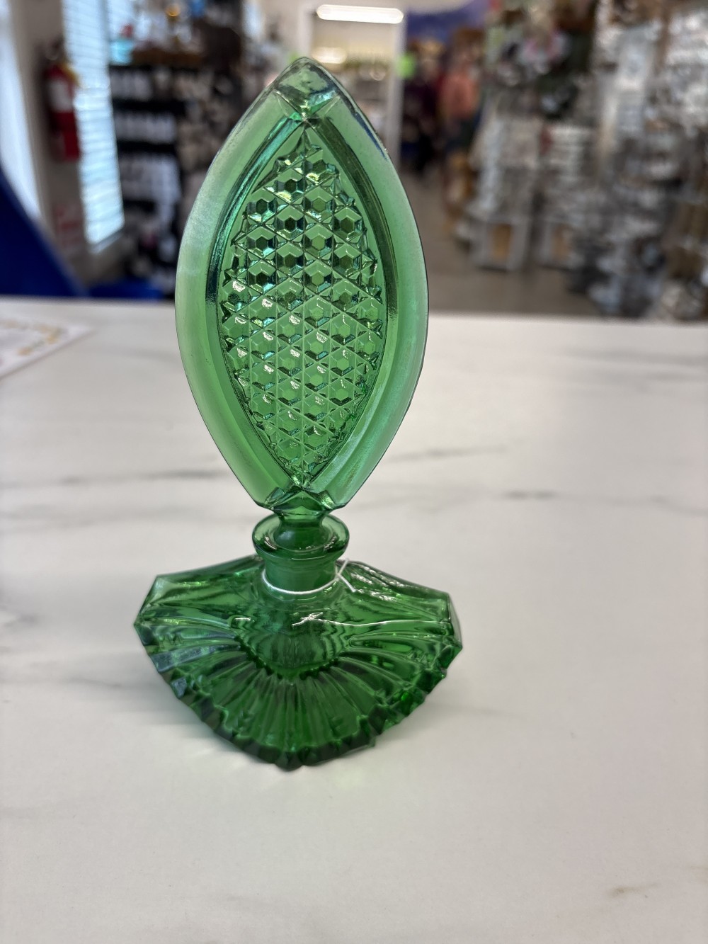 Vintage Green Art Deco Perfume Bottle